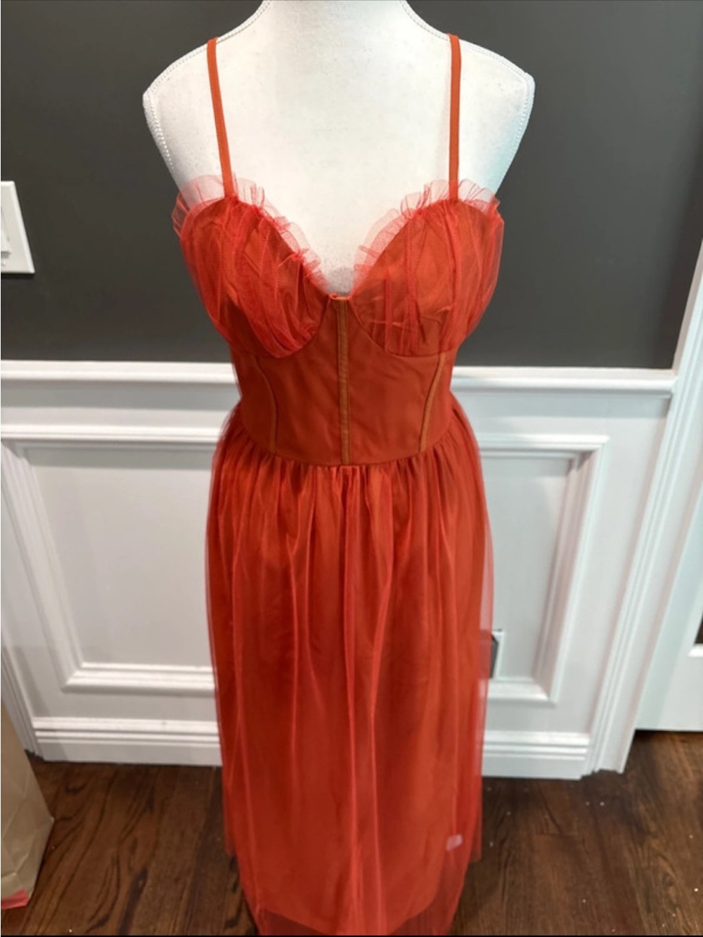 Terracotta/rust Fairycore Tulle Bustier Maxi Dress - Picture 6 of 12